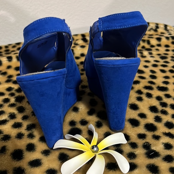 Cobalt Blue Wedge Heel Shoe - Picture 3 of 5